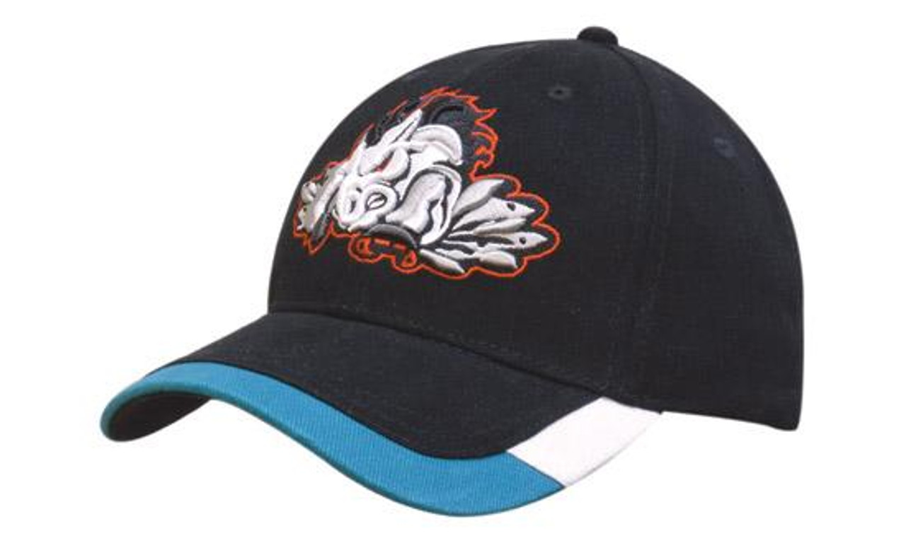 Baseballkappe, 2-farbige Schirmkante, 100% schwere gebürstete Baumwolle