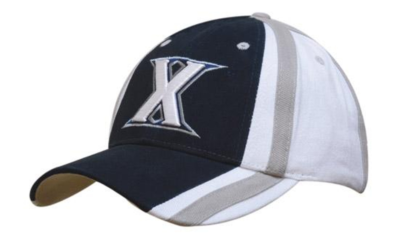 Baseballkappe, Streifen in Kontrastfarbe, 100% schwere gebürstete Baumwolle