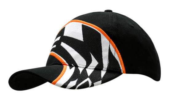 Baseballkappe, schwere gebürstete Baumwolle, kontrastfarbenes Stickmotiv auf Stoffeinsatz