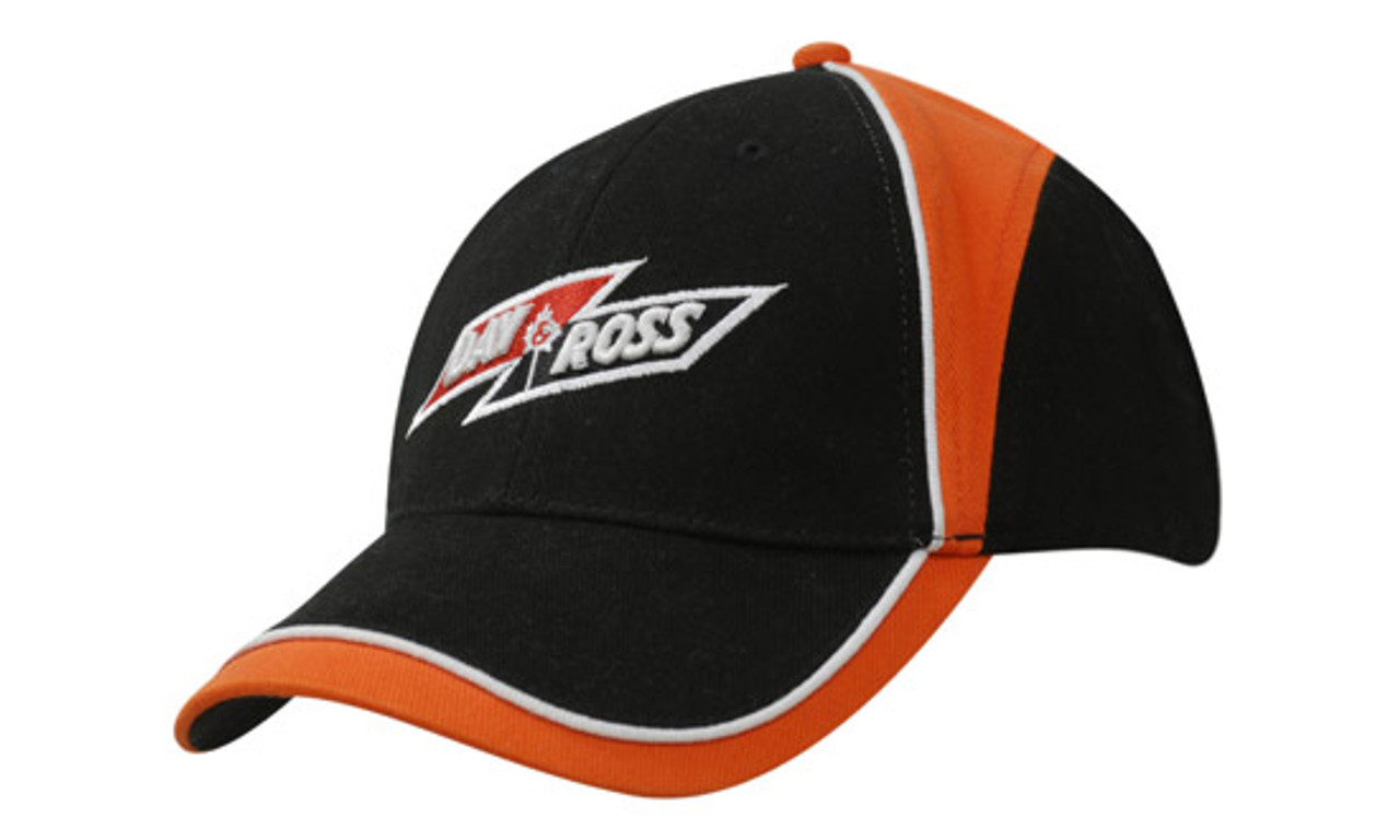 Baseballkappe, schwere gebürstete Baumwolle, Stoffeinsätze und Zierpaspeln