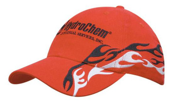 Baseballkappe, Flammenmotiv seitlich gestickt, 100% schweregebürstete Baumwolle