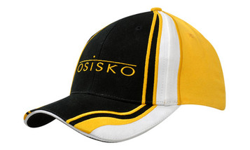 Baseballkappe, Stoffeinsätze und Sticklinien seitlich, 100% schwere gebürstete Baumwolle