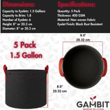 1.5 gallon fabric grow pot measuring 8 inches 20.3 cm tall by 8 inches 20.3 cm diameter with six eyelets and 400 gsm nonwoven fabric