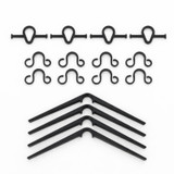 Gambit Growing grow tent accessories kit components laid out on a white background, including corner support bars, S hooks, and hanging hardware for organizing and mounting equipment inside grow tents