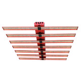 Front view studio product photo of Gambit Growing 8 bar LED grow light on a white background with evenly spaced LED bars and central control unit