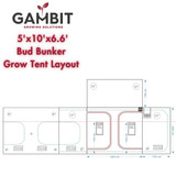 Full 5x10 tent layout with door, window, and port configuration. Designed for commercial and high-output indoor grows.