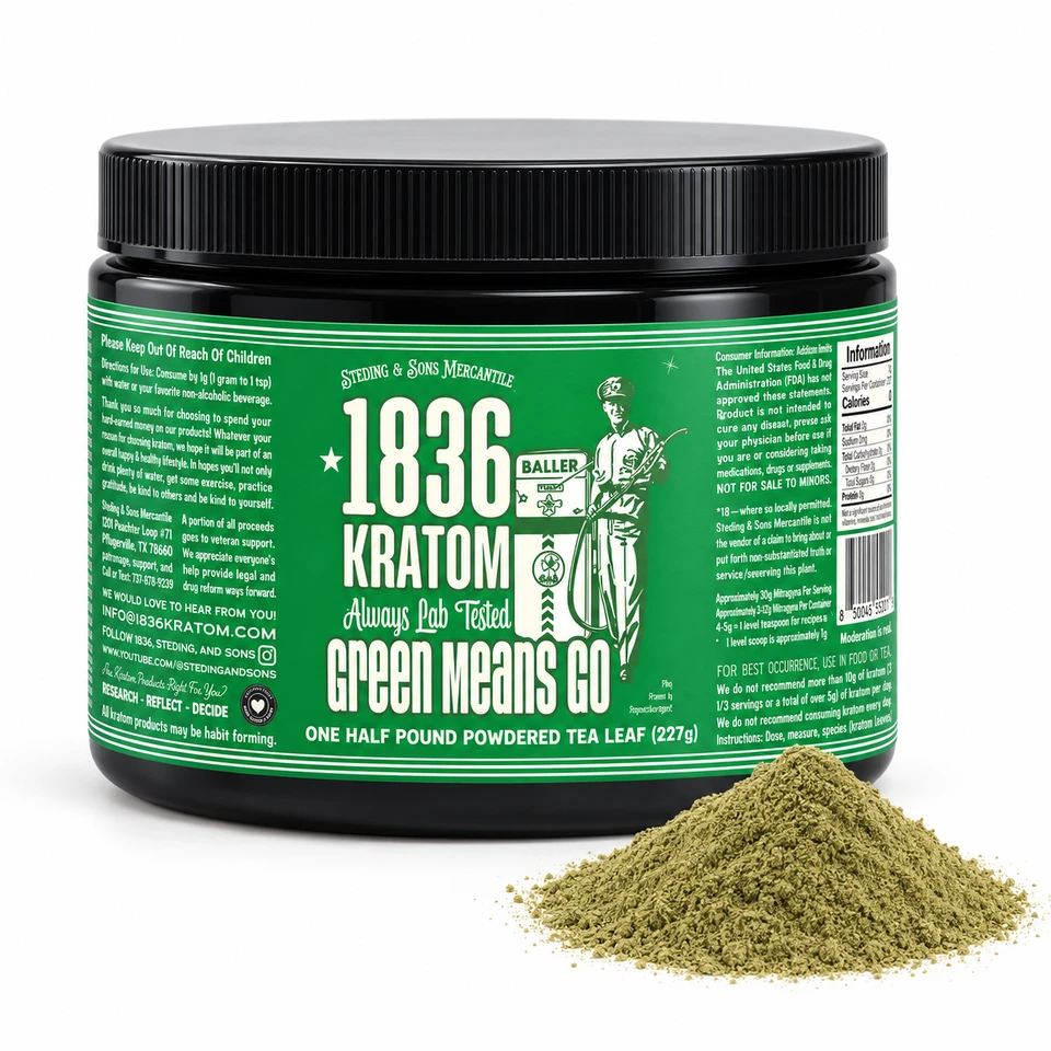 1836 Green Means Go kratom powder