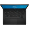 Refurbished Side view of a black Dell laptop with 16GB RAM, 256GB SSD, and an i7 8th generation processor, showing the keyboard layout