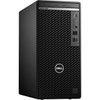 Refurbished A front-view of a black Dell OptiPlex 5080 tower computer system with Intel Core i7-10700 processor, NVIDIA Quadro P400 GPU,