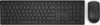 Refurbished A black Dell keyboard and mouse on a gray surface, with one of them slightly tilted.
