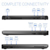 Refurbished Angled view of Dell Latitude 5490 laptop showing ports and features such as USB-A, HDMI, card reader, and headphone jack.