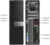 Refurbished A close-up view of the front panel of a Dell OptiPlex 7050 SFF Core i5 Compact Business Computer. It is laid flat with the