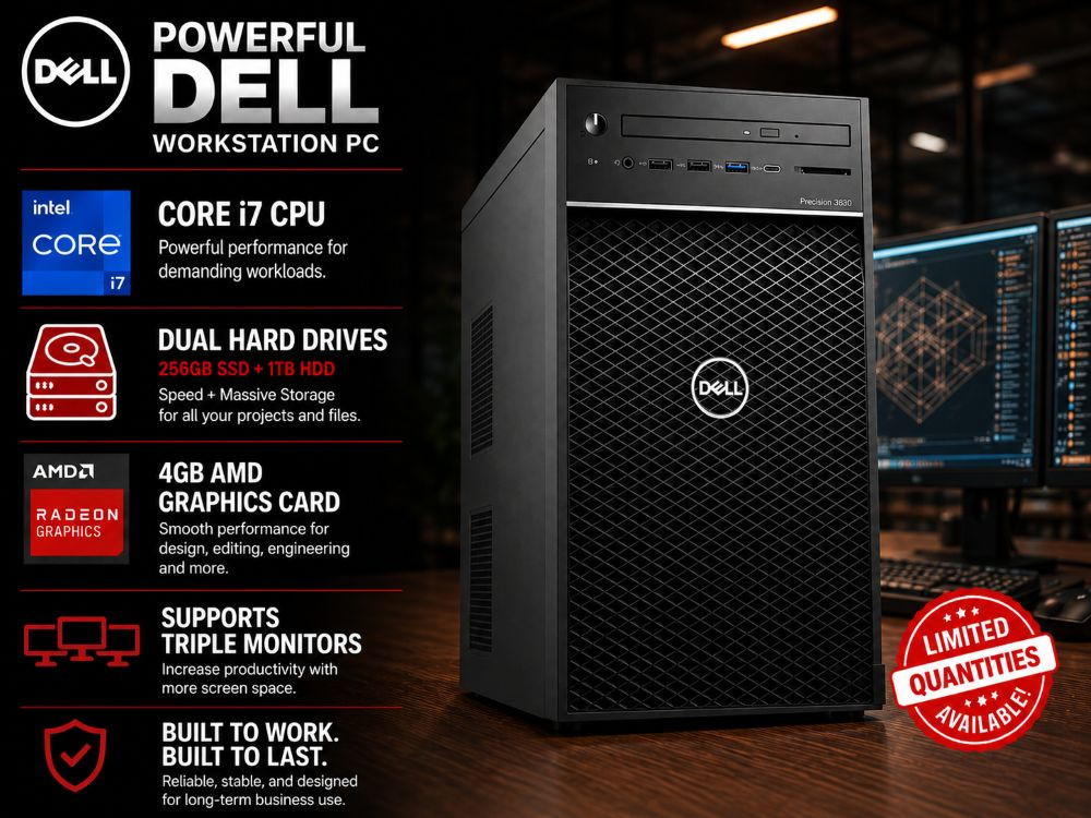 Dell Precision 3630 i7 256GB SSD + 1TB HDD AMD Graphics