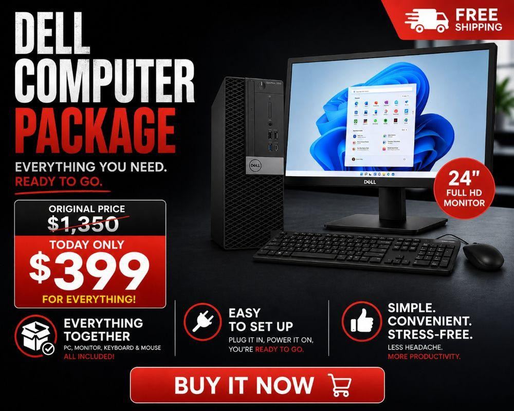 Dell OptiPlex Windows 11 Pro Computer Package with 24