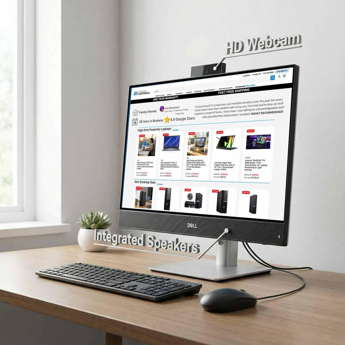 All In One 24 Inch Dell Computer Zoom Webcam Speakers AIO