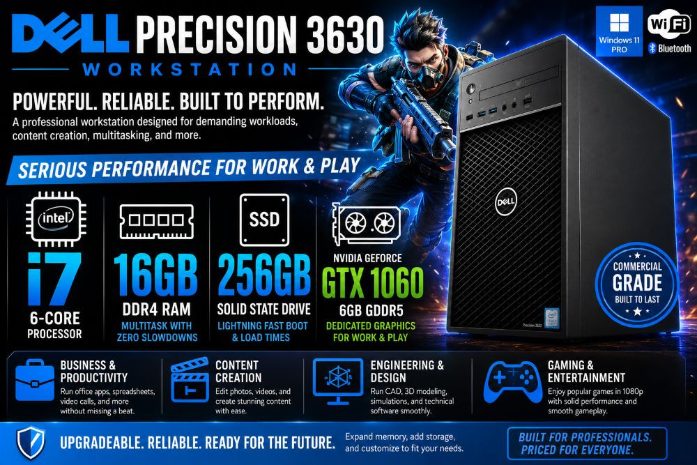 Windowsデスクトップ DELL Precision 3630 i7-9700K/GTX1060/SSD Dell Precision 3630 Core i7 Nvidia GTX 1060 Gaming PC Windows 11