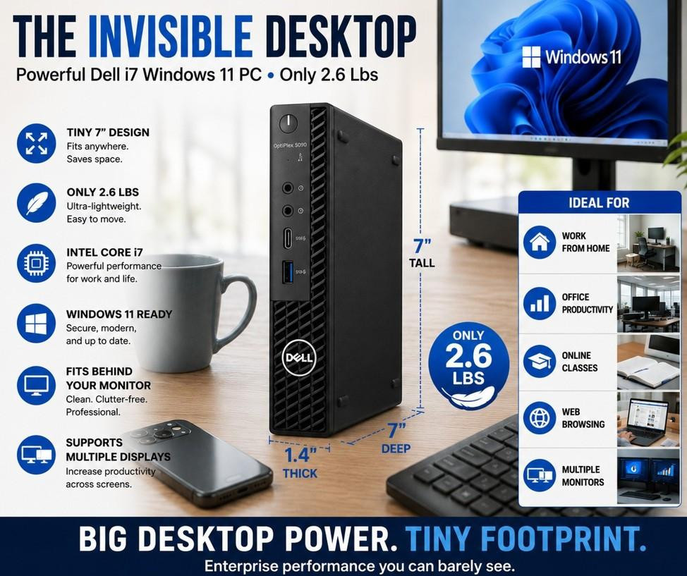 Dell Optiplex 5090 Micro i7 16GB 256GB SSD Tiny PC Wifi +
