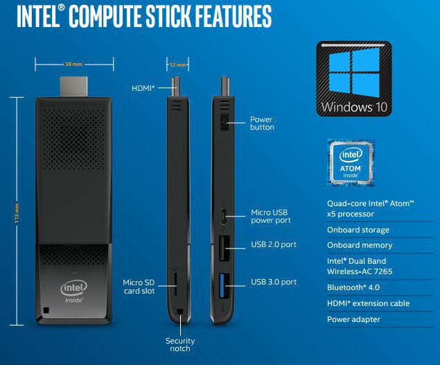おまとめ スティックPC INTEL COMPUTE STICK STCK1A32WFC Windows10 中古 美品