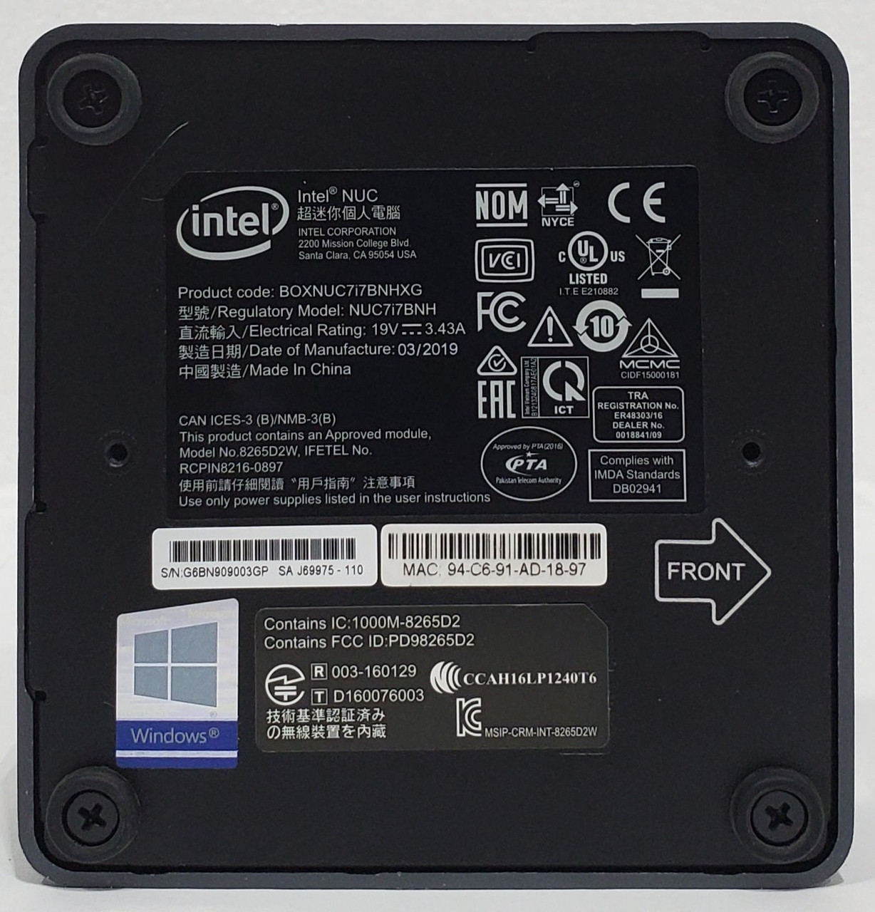 中古)intel NUC Kit NUC8i7BEH BOXNUC8I7BEH(344-ud) - その他パソコン ...