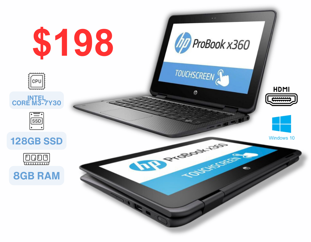 Offer refurbished school laptop HP ProBook x360 11 EE G3 Blue