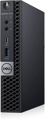 Refurbished Dell OptiPlex 7070 Micro desktop computer with i5 processor, 16GB RAM, and 256GB SSD