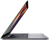 Refurbished Side view of Apple MacBook Pro 13 open at a 90-degree angle, showing colorful Touch Bar interface, stereo speakers, and USB