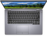 Refurbished Angle view of touch screen i7 16GB 512GB SSD Dell laptop showing screen with mountains and keyboard with numeric keypad.