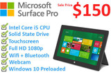 Microsoft Clearance Microsoft Surface Pro 2 Core i5 FHD 10.6'' Windows 10 Tablet 