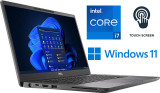 Refurbished The image features a Dell Latitude 7300 Touchscreen i7 laptop at a slight angle, displaying its vibrant blue screen with