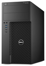 Refurbished Dell Precision 3620 i7 AMD Radeon Workstation Computer, front view showing power button, USB ports and logo.