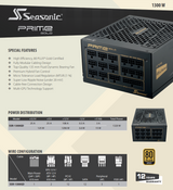 Seasonic PRIME 1300W ATX 80+ Gold Power Supply, Fully Modular SSR-1300GD BRAND NEW