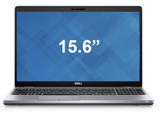 Refurbished Front view of a Dell Latitude 5510 i7 16GB RAM SSD laptop with a blue screen displaying the size 15.6, and showing an Intel