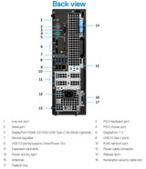 Refurbished The back view of a Dell Precision 3430 SFF workstation PC, featuring a 6-core Intel i5 processor, upgradeable to 4.1GHz,