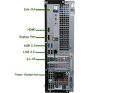 Refurbished Silver Dell OptiPlex 3060 SFF i5 computer tower with 16GB RAM and SSD, featuring front ports for USB, power connection,...