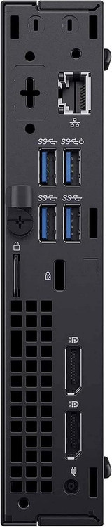 Refurbished Side view of a refurbished desktop computer tower showing ports, vents, and built-in webcam.