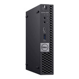 Refurbished Front view of a black Dell Windows 11 Micro Computer Package, featuring Intel Quad Core i5-8500T CPU - Turbo Speed 3.5Ghz,