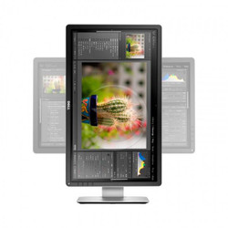 Refurbished Dell 24 rotating computer monitor with DisplayPort and USB-C ports, showing a photo editing software interface with a...