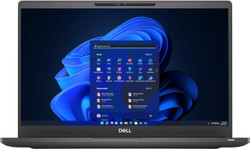 Refurbished The front panel of a Dell Latitude 7300 i7 laptop displaying a blue gradient background with a floating Windows taskbar