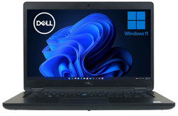 Refurbished Dell Latitude 5490 i5 Windows 11 Pro 14 Business Laptop, showing touch screen display and keyboard.
