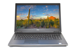 Refurbished This is a Dell Precision 7730 laptop displaying a desert scene on its screen. The image captures the laptop at an angle