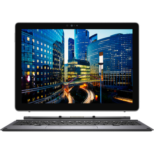 Refurbished Dell Latitude 7210 i5 Tablet at a slight angle, showing both display and keyboard side.