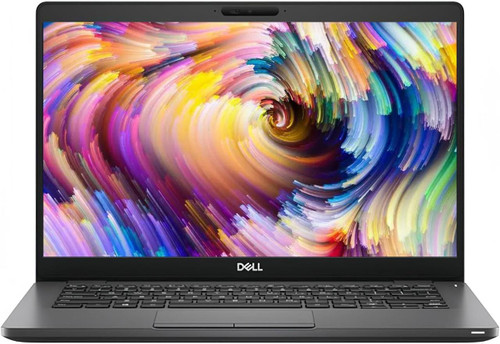 Refurbished Close-up of a Dell Latitude 5300 laptop display showing vibrant colorful abstract design.