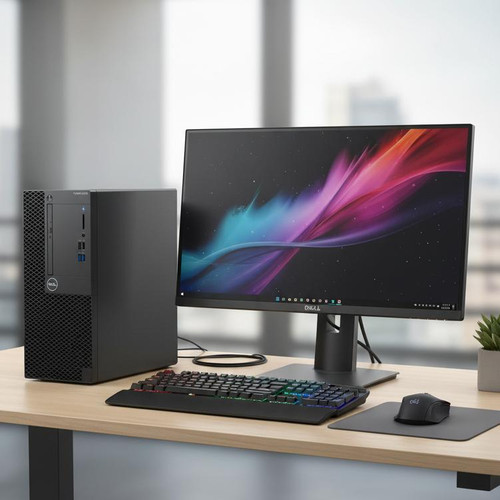 Refurbished Dell OptiPlex 5060 MT Core i5 16GB Mid-Tower Windows 11 PC, black tower with front panel ports including USB-C, headphone...