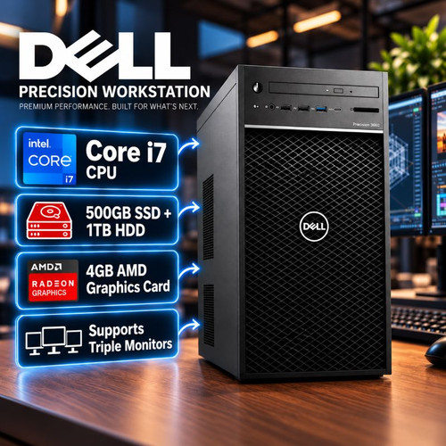 Dell Precision 3630 i7 500GB SSD + 1TB HDD AMD Graphics
