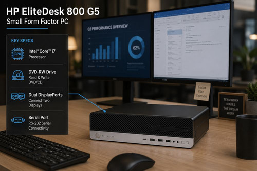 HP EliteDesk 800 G5 SFF Core i7  Business Computer Dual DisplayPorts DVD-RW