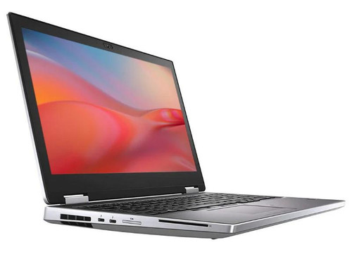 Refurbished This image features a Dell Precision 7540 i9 laptop, showcasing its front right angle view. The laptop is equipped with an