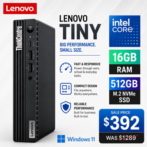 Lenovo ThinkCentre M70Q 16GB RAM 512GB SSD Windows 11 Micro PC