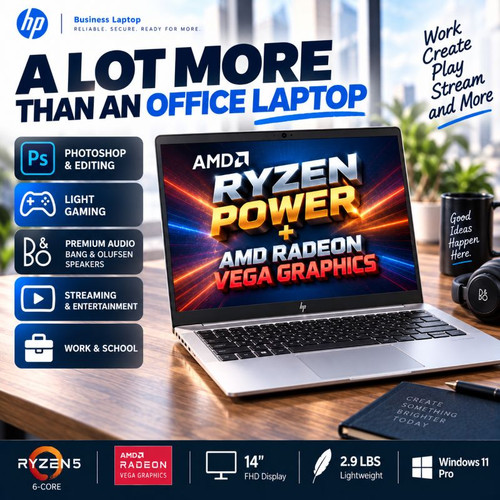 HP Ryzen 5 Laptop w/ Radeon Graphics, Bang & Olufsen Audio & Windows 11 Pro