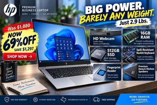 Supertop HP EliteBook 840 G8 i5 16GB 512GB SSD 14" Laptop | Webcam, Fingerprint Reader, BANG & OLUFSEN
