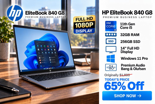 Supertop HP EliteBook 840 G8 i5 32GB 256GB SSD 14" Laptop | Webcam, Fingerprint Reader, BANG & OLUFSEN